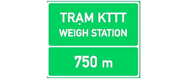 Chỉ dẫn khoảng cách đến trạm kiểm tra tải trọng xe cách 750 m.